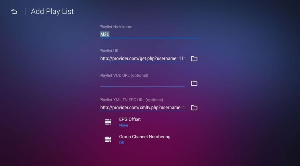 Configuration Playlist M3U sur MyTv Online 2